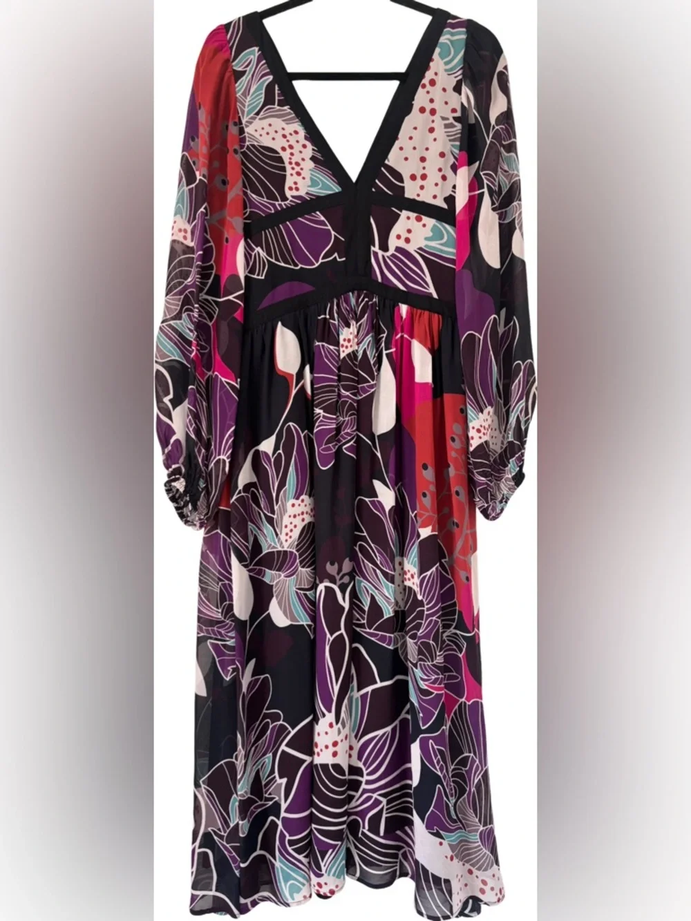 Anthropologie Let Me Be Floral Midi Dress in Black Size L - Picture 10 of 13